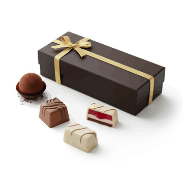 Assorted chocolate pralines with elegant dark gift box