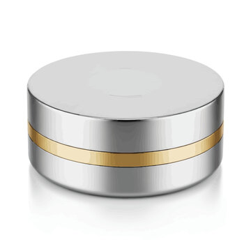 Elegant silver and gold cosmetic jar with lid