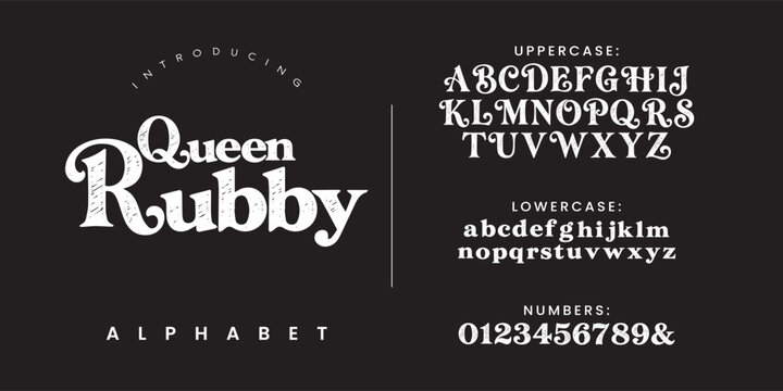 Queen Rubby alphabet font a bold vintage serif typeface with textured sketch design