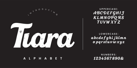 Tiara Alphabet Vintage Bold Script Font Display Typography Collection © Kiki