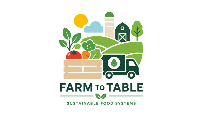 Farm to Table Concept Logo Illustration For Food Branding.