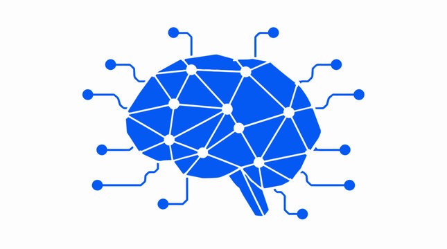 Blue Network Connected Brain Illustration Focused On Artificial Intelligence.