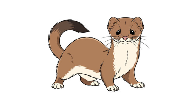 Cartoon ferret standing on ground.
