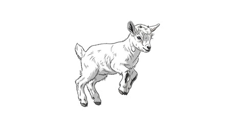 Fototapeta premium Cute Little Goat Running Free.