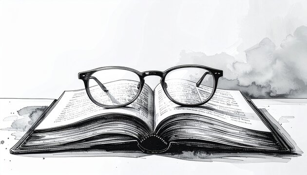 glasses and book