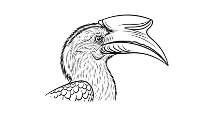 Hornbill Bird Closeup Illustration. © dedybren