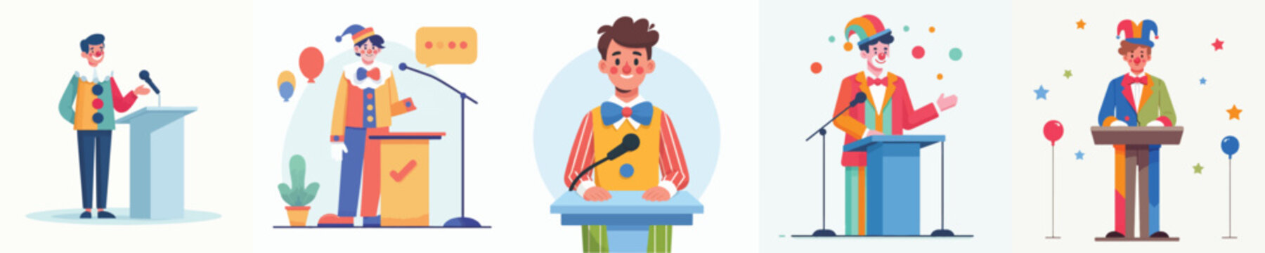 clown vector giving a speech