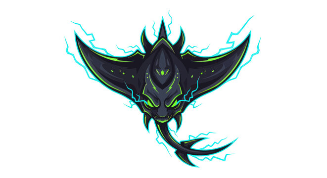 Electric Stingray Monster with Glowing Eyes and Lightning
