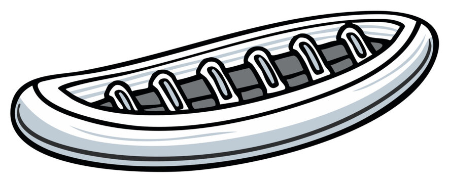 White inflatable boat with oarlocks for water recreation and rescue adventures cartoon vector illustration