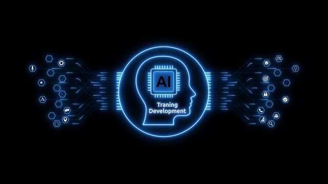 AI Employee Training Animation with Intelligent Learning Management System and Smart Workforce Development Interface