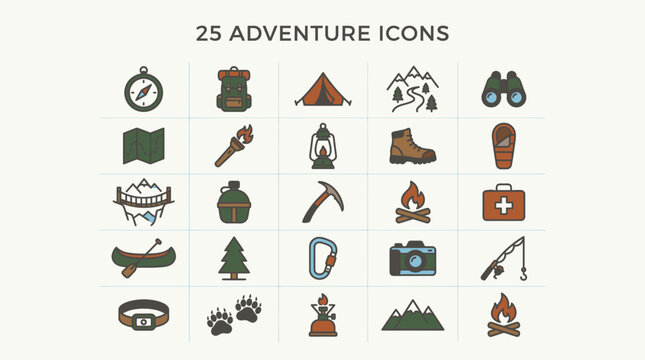 Adventure icons for outdoor activities.