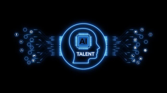 AI Talent Management Animation with Intelligent Recruitment System and Smart Workforce Development Interface