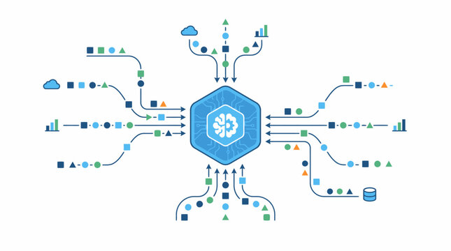 Machine Learning Algorithm Hub, Data Processing Technology Vector