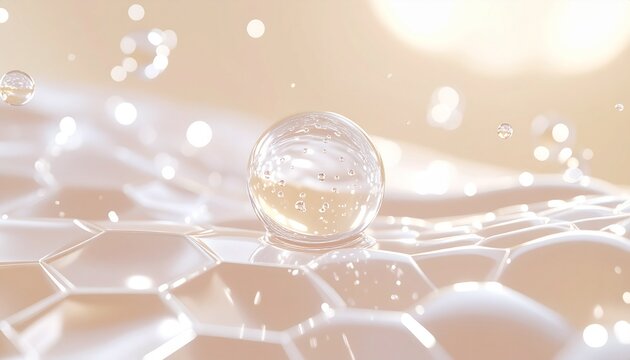 水光肌をテーマにした高保湿セラムの未来的CG背景 ジェネレーティブAI