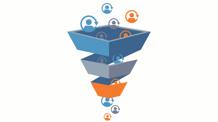 Fototapeta premium User Icons Dropping into Digital Marketing Funnel for Lead Generation and Sales Conversion