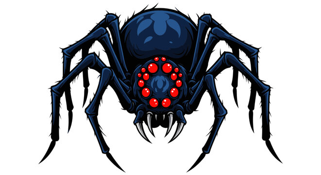 Fierce Black Spider with Red Eyes, Halloween Monster, Arachnid Insect