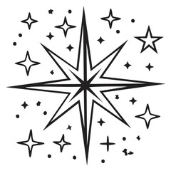 Obraz premium Celestial Star Burst with Sparkling Stellar Accents Radiating Light and Energy a Minimalist Festive Celebration Outline