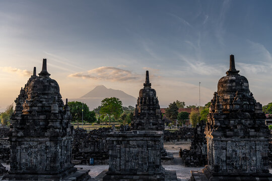 Sewu temple at Prambanan archaeology site in Yogyakarta, Indonesia. Candi Sewu is the second largest Buddhist temple complex in Indonesia