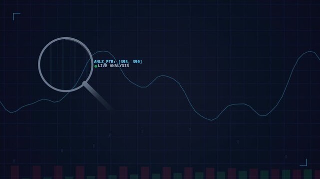 Analyzing data graph with magnifying glass