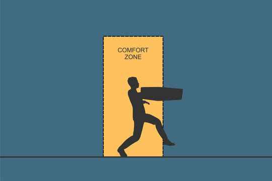 Step out of comfort zone or safe zone, dare to walk your own way or manage to exit from routine job to start new business. Businessman moving out of comfort zone and take a chance to success.