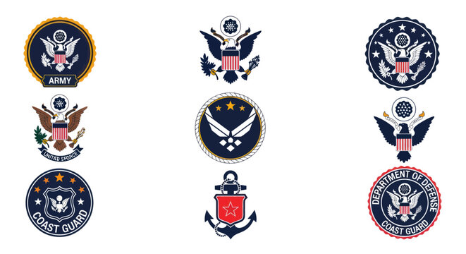 US Military Emblems Collection: Army, Air Force, Navy, Marines, Coast Guard, DoD