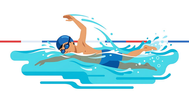 Swimming, competitive swimmer, aquatic sports, blue swim cap
