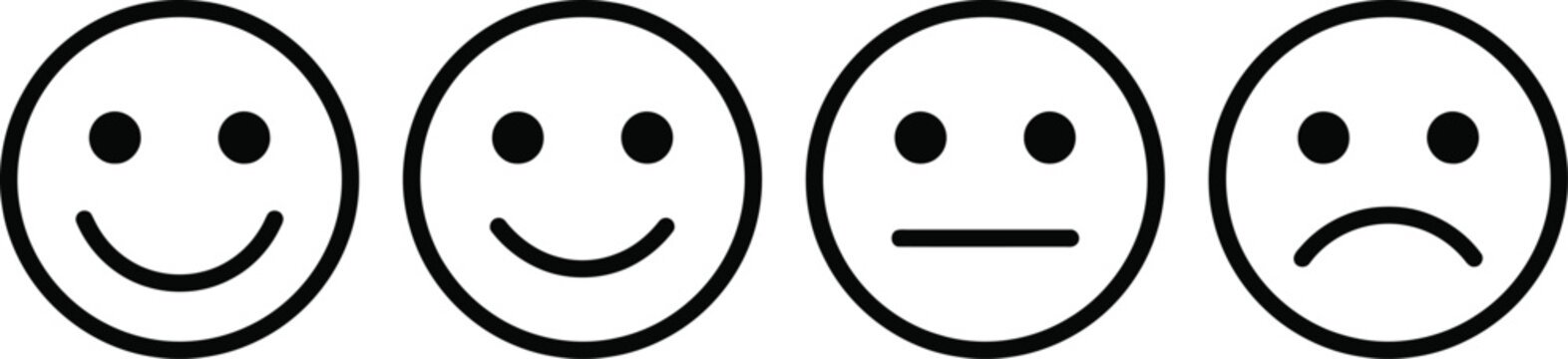 Emotions, Smiley Faces, Vector Icons, Emoticons, Black and White