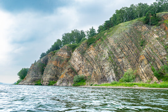 Geological natural monument displaying steeply dipping Lower Carboniferous sedimentary strata with monocline structure