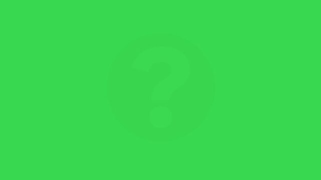 Animated red circle white question mark symbol on green screen background