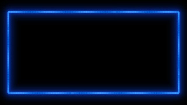 Neon glow border animation with futuristic luminous frame effect for digital overlay and motion graphics video