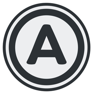 Simple Letter A Logo Graphic in Round Double Border Frame Grey Letter A Vector
