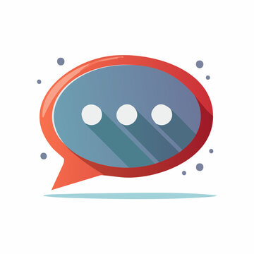 Speech bubble icon with ellipsis and shadow