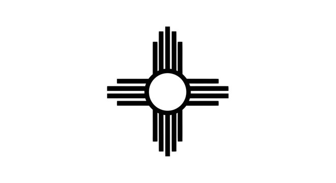 New Mexico Zia Sun Symbol Vector Icon, Native American Culture Graphic
