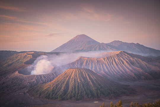 Early morning landscape of crater Bromo, Java island, Indonesia