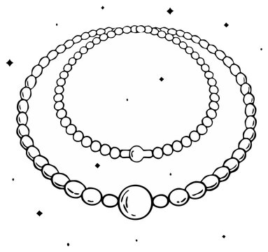 Elegant Hand Drawn Pearl Necklace Design with Sparkling Accents