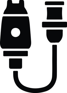 Silhouette design illustrating electronic hardware connection cable for digital technology vector