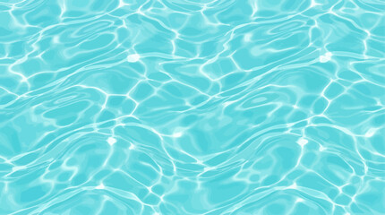 Fototapeta premium Isometric seamless water surface pattern with rippling turquoise waves and sun caustic light reflections for summer background design