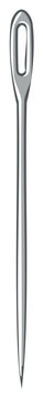 Simple stylized illustration of a metal darning needle for sewing or crafts