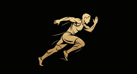 Obraz premium Running athlete silhouette on black background