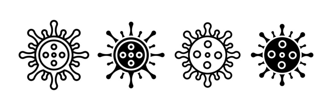Diverse graphic collection of virus cells and disease pathogen symbols