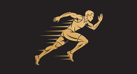 Obraz premium Running athlete silhouette on black background