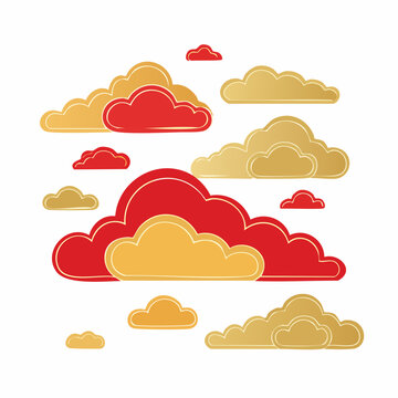 Red and Gold Clouds in Asian Style