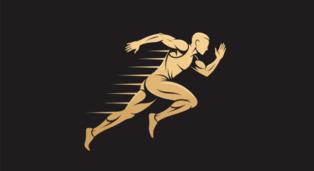Obraz premium Running athlete silhouette on dark background