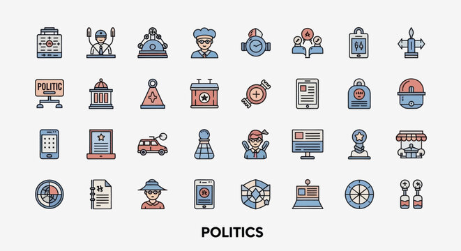 Politics icons set illustration collection
