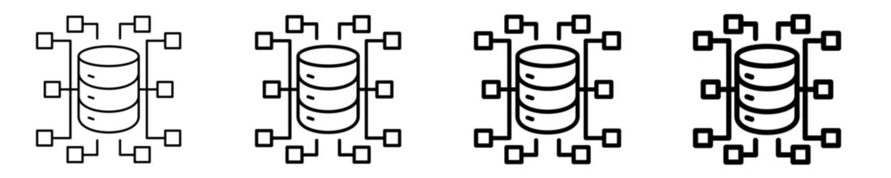 Distributed Database Icon Set Different Style Collection