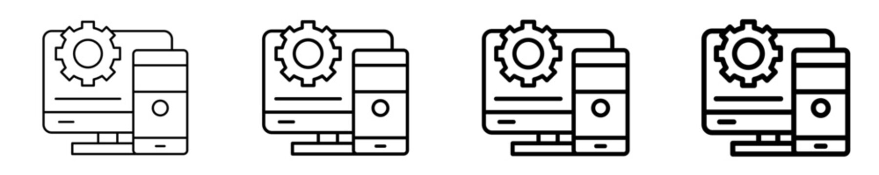 Computer System Icon Set Different Style Collection