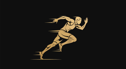 Obraz premium Running athlete silhouette on dark background