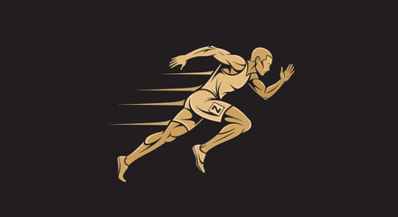 Obraz premium Running athlete silhouette on dark background