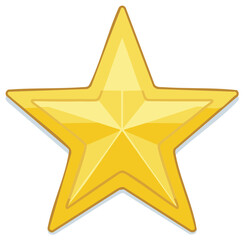 Obraz premium Golden five pointed star award with reflective facets and a bright yellow glow