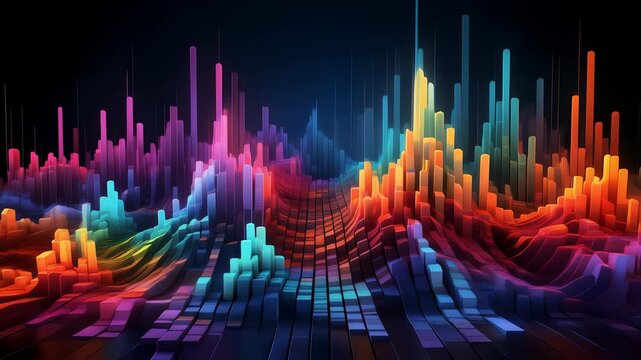 Vibrant Abstract Digital Data Waveform 4K Generative AI